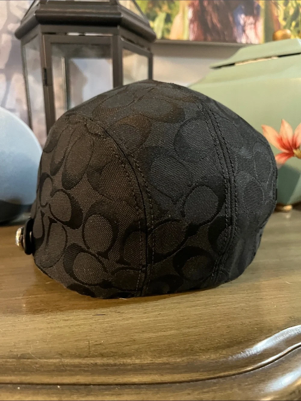 COACH VINTAGE Y2K KAREE SIGNATURE JACQUARD NEWSBOY BAKER BOY CAP BLACK SIZE M/L